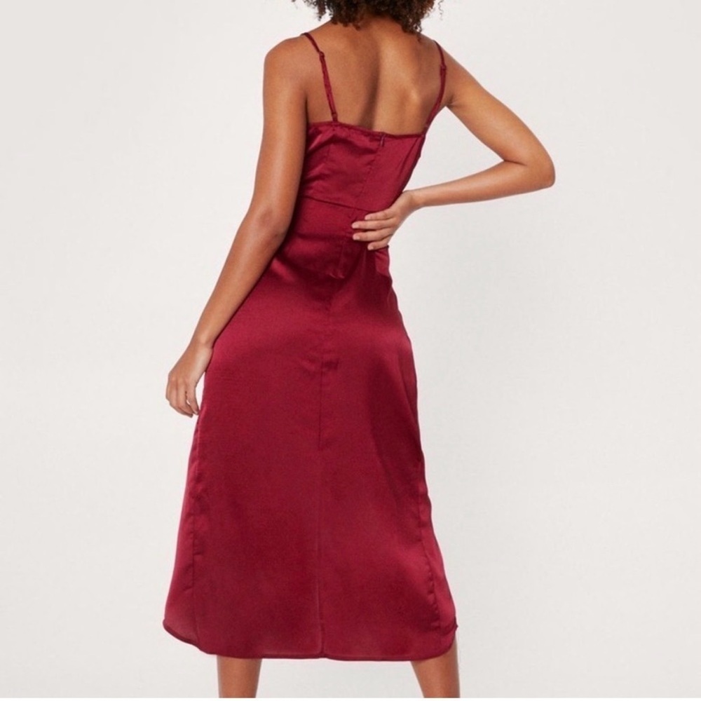 Nasty Gal Burgundy Love at First Sight Wrap Dress, Size 6 - Picture 4 of 11